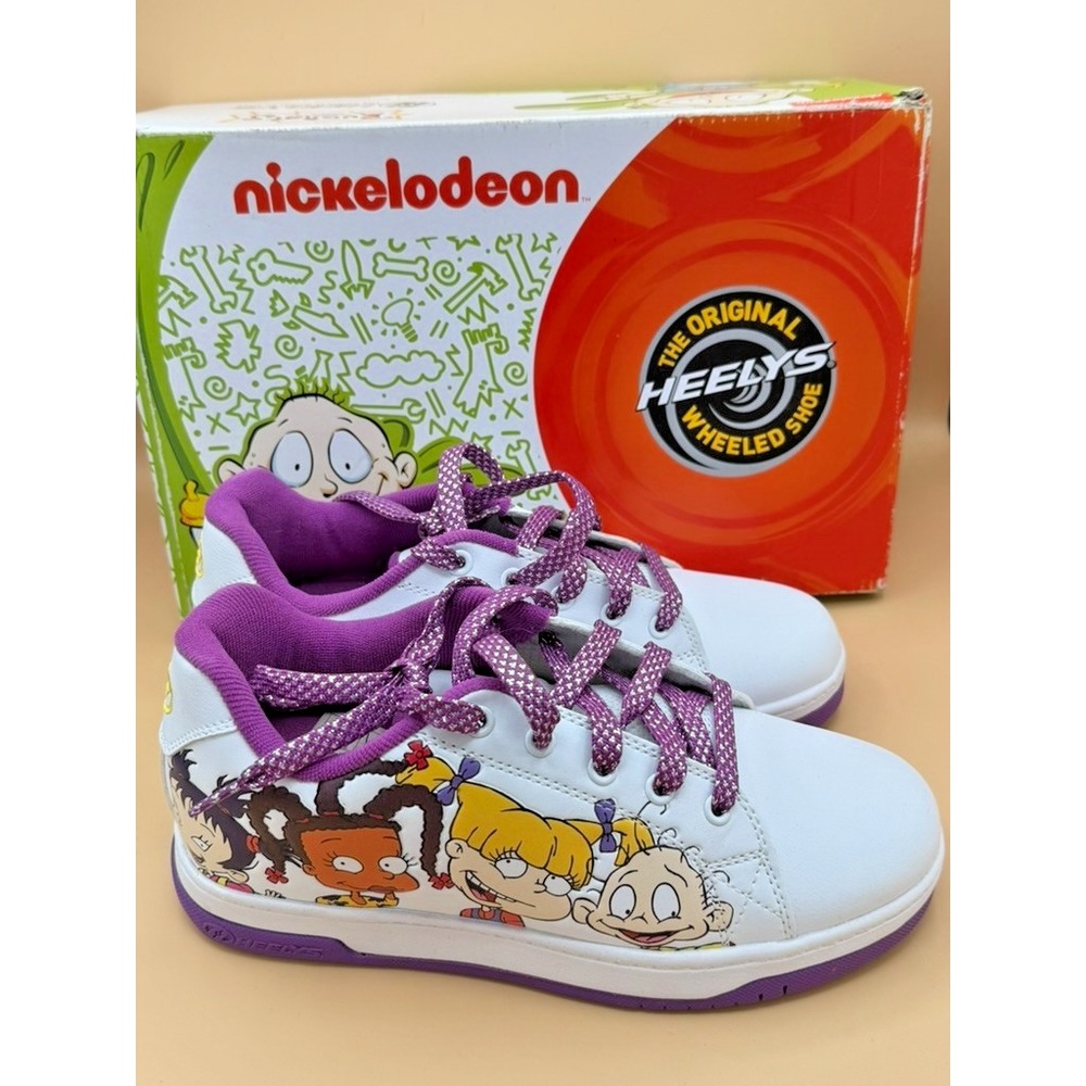 Heelys Split Rugrats Shoes Youth 6 Women's 7 White Purple Wheels Box